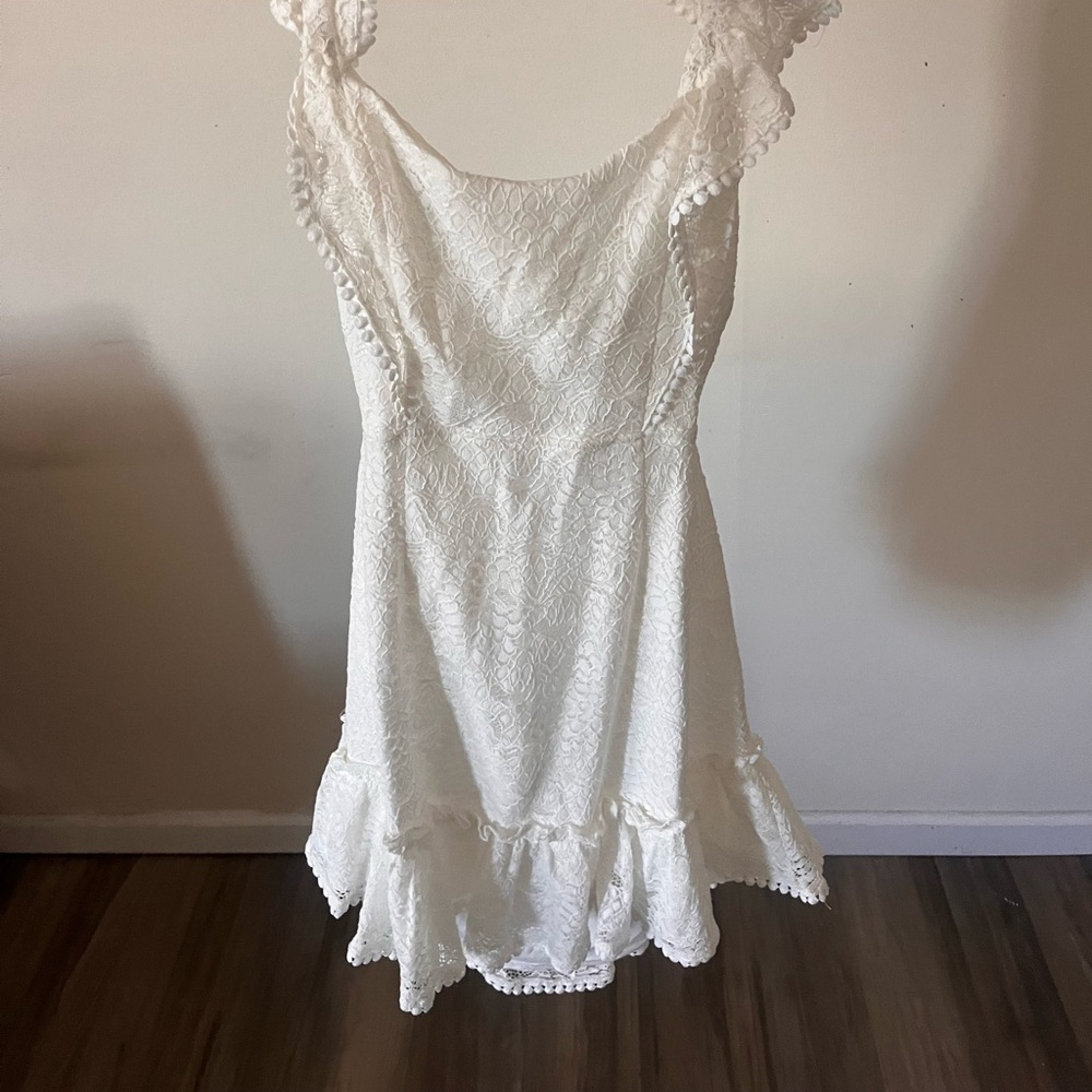 Hello Molly White Lace Open Back Mini Dress